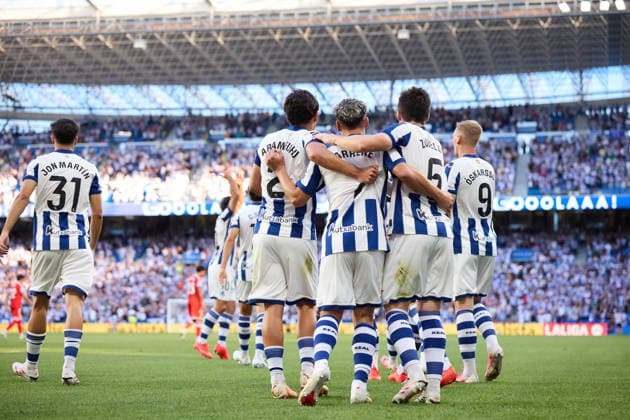 Real Sociedad v RCD Espanyol - LaLiga EA Sports Ander Barrenetxea of Real Sociedad celebrates after scoring the team s first goal during the LaLiga EA Sports match between Real Sociedad and RCD Espanyol at Anoeta on August 29, 2026, in San Sebastian, Spain. San Sebastian Anoeta Basque Country Spain RL_RSOvRCDE_LALIGA_2K26_000016 Copyright: xRicardoxLarreinax
