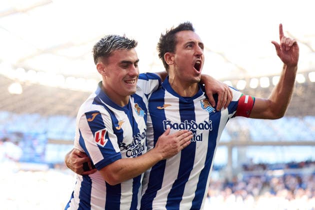 Real Sociedad v RCD Espanyol - LaLiga EA Sports Ander Barrenetxea of Real Sociedad celebrates after scoring the team s first goal during the LaLiga EA Sports match between Real Sociedad and RCD Espanyol at Anoeta on August 29, 2026, in San Sebastian, Spain. San Sebastian Anoeta Basque Country Spain RL_RSOvRCDE_LALIGA_2K26_000012 Copyright: xRicardoxLarreinax