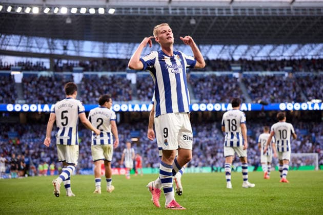 Real Sociedad v RCD Espanyol - LaLiga EA Sports Orri Oskarsson of Real Sociedad celebrates after scoring the team s second goal during the LaLiga EA Sports match between Real Sociedad and RCD Espanyol at Anoeta on August 29, 2026, in San Sebastian, Spain. San Sebastian Anoeta Basque Country Spain RL_RSOvRCDE_LALIGA_2K26_000103 Copyright: xRicardoxLarreinax