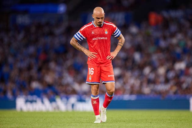 Real Sociedad v RCD Espanyol - LaLiga EA Sports Vanja Drkusic of RCD Espanyol reacts during the LaLiga EA Sports match between Real Sociedad and RCD Espanyol at Anoeta on August 29, 2026, in San Sebastian, Spain. San Sebastian Anoeta Basque Country Spain RL_RSOvRCDE_LALIGA_2K26_000126 Copyright: xRicardoxLarreinax