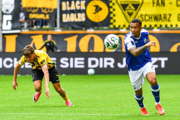Oliver Schmitt, SV Meppen, No. 7 with the ball, game scene, August 29, 2026, Aachen, Germany, soccer, 3rd League, TSV Alemannia Aachen vs. SV Meppen, soccer, 3rd League, TSV Alemannia Aachen vs. SV Meppen, DFB and DFL regulations prohibit any use of photographs as image sequences and or quasi-video xmhx