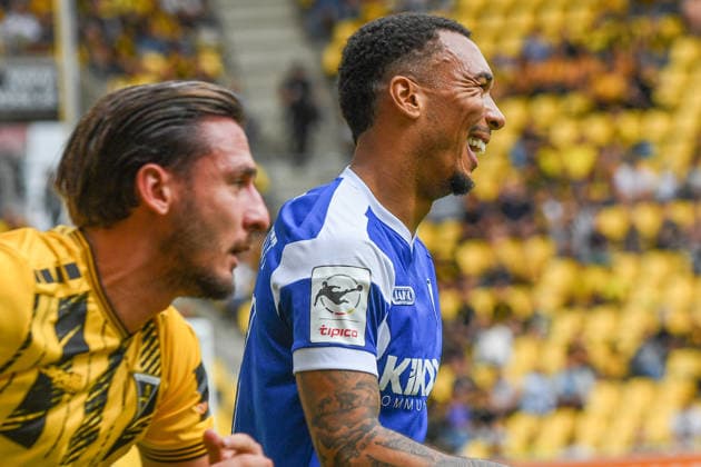 Petros Bagkalianis, Alemania Aachen, 2; Oliver Schmitt, SV Meppen, 7—laughing, cheerful, beaming, optimistic, August 29, 2026, Aachen, Germany; soccer, 3rd Division, TSV Alemannia Aachen vs. SV Meppen, soccer, 3rd Division, TSV Alemannia Aachen vs. SV Meppen, DFB and DFL regulations prohibit any use of photographs as image sequences and or quasi-video xmhx