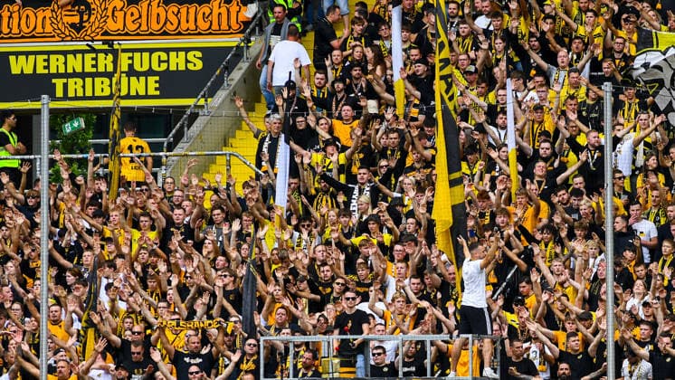 The Aachen fan section, fans, audience, spectators, atmosphere, stadium, August 29, 2026, Aachen, Germany, soccer, 3rd Division, TSV Alemannia Aachen vs. SV Meppen, soccer, 3rd Division, TSV Alemannia Aachen vs. SV Meppen, DFB and DFL regulations prohibit any use of photographs as image sequences and or quasi-video xmhx
