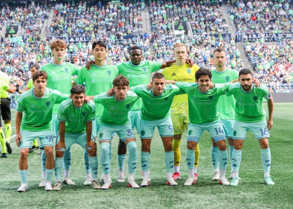 SEATTLE, WA - AUGUST 29: Seattle Sounders FC Starting XI players pose for group photo during the MLS, Fussball Herren, USA match between Chicago Fire FC and Seattle Sounders FC on August 29, 2026 at Lumen Field in Seattle, Washington. (Photo by Leslie Plaza Johnson Icon Sportswire) SOCCER: AUG 29 MLS Seattle Sounders FC vs Chicago Fire FC EDITORIAL USE ONLY Icon260829015