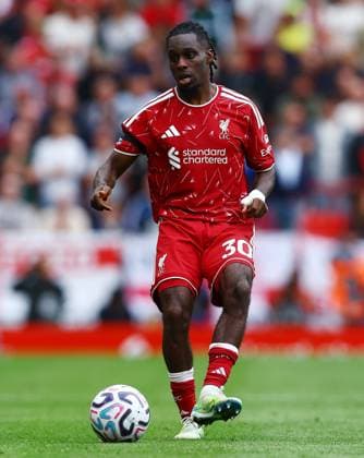 Jeremie Frimpong of Liverpool Liverpool v Nottingham Forest, Premier League Football, Football, Anfield, Liverpool, UK - 29 Aug 2026Liverpool Anfield United Kingdom EDITORIAL USE ONLY No use with unauthorised audio, video, data, fixture lists, club league logos or live services. Online in-match use limited to 120 images, no video emulation. No use in betting, games or single club league player publications. Copyright: xMattxWest Shutterstockx 17118964ch