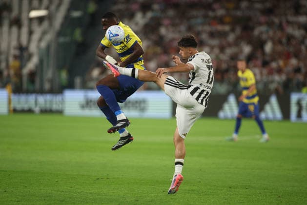 SOCCER - Serie A - Juventus FC vs. Parma Calcio Photo by IPA ABACAPRESS.COM87915335 - Kerim Alajbegovic of Juventus FC and Lamine Keita of Parma Calcio during the 2026 27 Italian Serie A soccer match between Juventus FC and Parma Calcio on August 29, 2026, at Allianz Stadium in Turin, Italy. Photo by Nderim KACELI Turin Italy  Copyright: xIPAxSport ABACAx