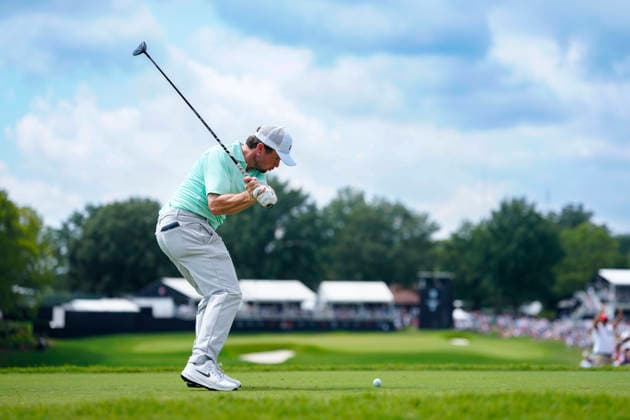 August 29, 2026, Atlanta, Georgia, USA: Alex Fitzpatrick (England) hits his tee shot on the 9th hole, during the third round at East Lake Golf Club. PGA, Golf Herren Tour TOUR Championship  - ZUMAd212 20260829_zsp_d212_056 Copyright: xRichardxDolex