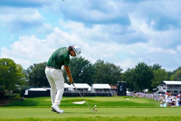 August 29, 2026, Atlanta, Georgia, USA: Min Woo Lee (Australia) hits his tee shot on the 9th hole, during the third round at East Lake Golf Club. Atlanta USA - ZUMAd212 20260829_zsp_d212_114 Copyright: xRichardxDolex