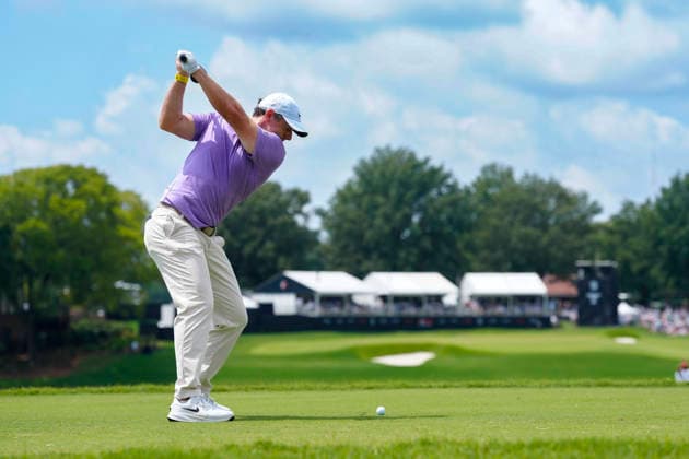 August 29, 2026, Atlanta, Georgia, USA: Rory Mcllroy hits his tee shot on the 9th hole, during the third round at East Lake Golf Club. Atlanta USA - ZUMAd212 20260829_zsp_d212_119 Copyright: xRichardxDolex