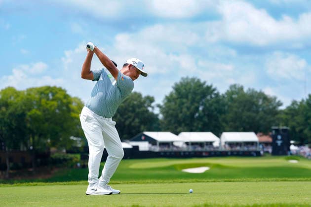 August 29, 2026, Atlanta, Georgia, USA: Si Woo Kim (South Korea) hits his tee shot on the 9th hole, during the third round at East Lake Golf Club. PGA, Golf Herren Tour TOUR Championship  - ZUMAd212 20260829_zsp_d212_094 Copyright: xRichardxDolex