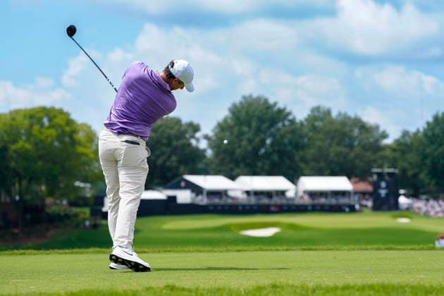 August 29, 2026, Atlanta, Georgia, USA: Rory Mcllroy hits his tee shot on the 9th hole, during the third round at East Lake Golf Club. Atlanta USA - ZUMAd212 20260829_zsp_d212_131 Copyright: xRichardxDolex