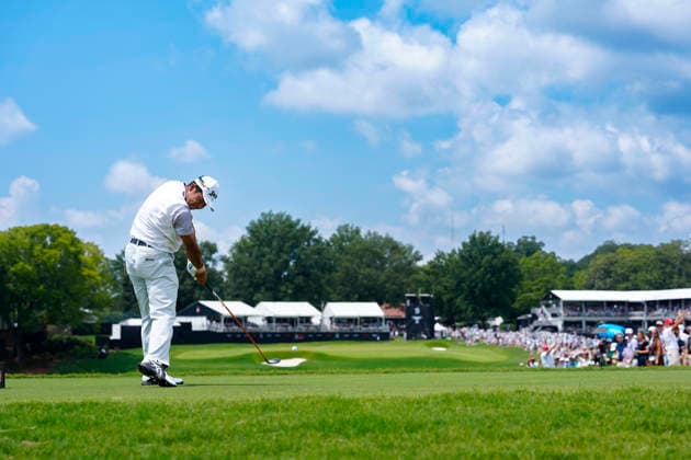 August 29, 2026, Atlanta, Georgia, USA: Hideki Matsuyama (Japan) hits his tee shot on the 9th hole, during the third round at East Lake Golf Club. Atlanta USA - ZUMAd212 20260829_zsp_d212_138 Copyright: xRichardxDolex