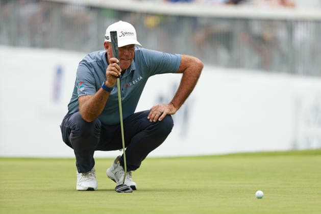 The Ally Challenge GRAND BLANC,MICHIGAN-AUGUST 29: Stewart Cink of the United States lines up his putt on the 17th green during the second round of The Ally Challenge presented by McLaren at Warwick Hills Golf & Country Club, Grand Blanc, MI, USA Saturday, August 29, 2026. Grand Blanc Michigan United States  Copyright: xJorgexLemusx originalFilename:lemus-theallyc260829_npOKv.jpg