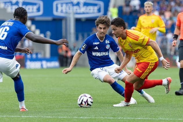 Diogo Lobao Sousa Franjo Ivanovic seen during Ligue 1 26 27 game between teams of RSC Strasbourg and RC Lens at Stade de la Meinau (Benjamin Faes Ball Raw Images) Strasbourg Stade de la Meinau France Copyright: xBenjaminxFaesx 0W4A0298