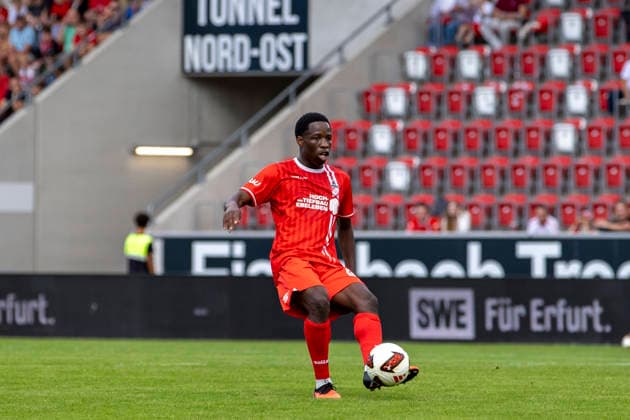 Regionalliga Nordost: FC Rot Weiß Erfurt vs. BFC Preussen Erfurt, August 29, 2026; Benjika Caciel 8; FC Rot Weiß Erfurt; Regionalliga Nordost: FC Rot Weiß Erfurt vs. BFC Preussen, Steigerwaldstadion, Erfurt, August 29, 2026 Copyright: xBEAUTIFULxSPORTS Duehringx