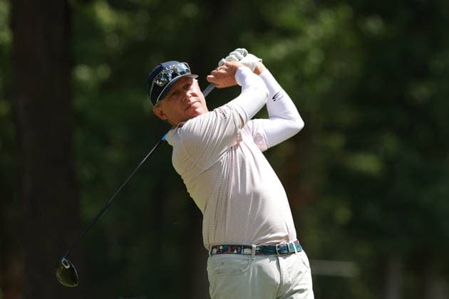 The Ally Challenge GRAND BLANC,MICHIGAN-AUGUST 29: Jason Caron of the United States plays his tee shot on the 9th hole during the second round of The Ally Challenge presented by McLaren at Warwick Hills Golf & Country Club, Grand Blanc, MI, USA Saturday, August 29, 2026. Grand Blanc Michigan United States  Copyright: xJorgexLemusx originalFilename:lemus-theallyc260829_np1WL.jpg