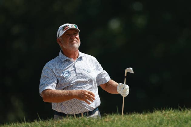 The Ally Challenge GRAND BLANC,MICHIGAN-AUGUST 29: Scott Parel of the United States hits out of the bunker toward the 9th green during the second round of The Ally Challenge presented by McLaren at Warwick Hills Golf & Country Club, Grand Blanc, MI, USA Saturday, August 29, 2026. Grand Blanc Michigan United States  Copyright: xJorgexLemusx originalFilename:lemus-theallyc260829_npsaF.jpg
