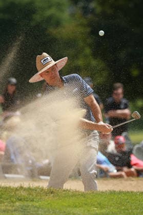 The Ally Challenge GRAND BLANC,MICHIGAN-AUGUST 29: Ben Crane of the United States hits out of the bunker on the 17th green during the second round of The Ally Challenge presented by McLaren at Warwick Hills Golf & Country Club, Grand Blanc, MI, USA Saturday, August 29, 2026. Grand Blanc Michigan United States  Copyright: xJorgexLemusx originalFilename:lemus-theallyc260829_npQtL.jpg