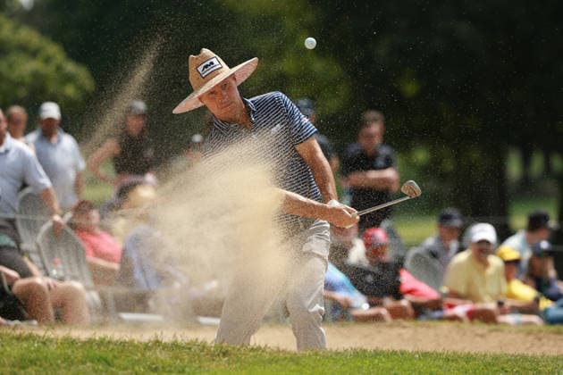 The Ally Challenge GRAND BLANC,MICHIGAN-AUGUST 29: Ben Crane of the United States hits out of the bunker on the 17th green during the second round of The Ally Challenge presented by McLaren at Warwick Hills Golf & Country Club, Grand Blanc, MI, USA Saturday, August 29, 2026. Grand Blanc Michigan United States  Copyright: xJorgexLemusx originalFilename:lemus-theallyc260829_npyZl.jpg