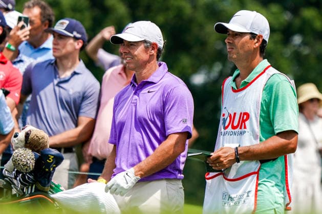 August 29, 2026, Atlanta, Georgia, USA: Rory McIlroy (NIR) (L) and his caddie, Harry Diamond, wait on the 9th tee during the third round of the 2026 TOUR Championship at East Lake Golf Club. Atlanta USA - ZUMAw109 20260829_fap_w109_036 Copyright: xDebbyxWongx