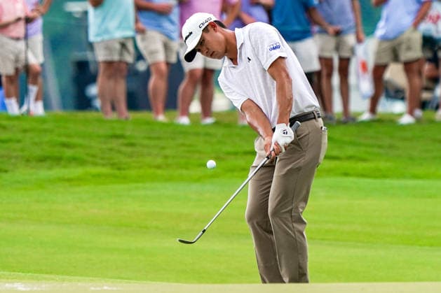 August 29, 2026, Atlanta, Georgia, USA: Collin Morikawa (USA) chips on to the 1st green during the third round of the 2026 TOUR Championship at East Lake Golf Club. Atlanta USA - ZUMAw109 20260829_fap_w109_051 Copyright: xDebbyxWongx