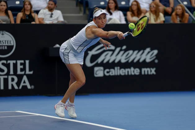 August 29, 2026, Monterrey, Nuevo Leon, Mexico: Elise Mertens (BEL) in action against Diane Parry (FRA) during the Monterrey Open WTA, Tennis Damen 500 final at the GNP Stadium in Monterrey, Nuevo Leon. Tenis 2026: Final WTA 500 Monterrey Parry Vs Mertens  - ZUMAo125 20260829_zip_o125_011 Copyright: xAntonioxOjedax
