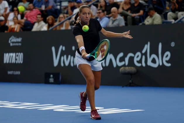 August 29, 2026, Monterrey, Nuevo Leon, Mexico: Diane Parry (FRA) in action against Elise Mertens (BEL) during the Monterrey Open WTA, Tennis Damen 500 final at the GNP Stadium in Monterrey, Nuevo Leon. Monterrey Mexico - ZUMAo125 20260829_zip_o125_012 Copyright: xAntonioxOjedax