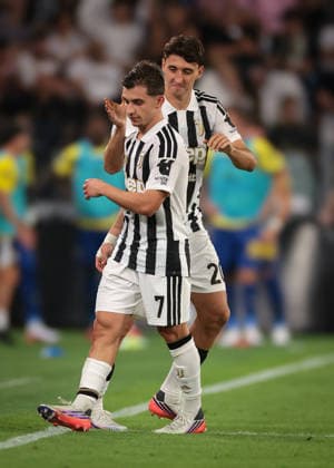 Juventus v Parma - Serie A - Allianz Stadium Turin, Italy, 29th August 2026. Francisco Conceicao of Juventus is substituted for Andrea Cambiaso during the Juventus vs Parma Serie A match at Allianz Stadium, Turin. Picture credit should read: Jonathan Moscrop Turin Allianz Stadium Italy