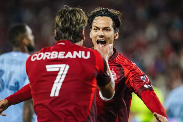 Daniel Salloi of Toronto FC celebrates the team s first goal during the MLS, Fussball Herren, USA Regular Season match between Toronto FC and New York City FC on August 29, 2026 in BMO Field, Toronto, Ontario, Canada Copyright: xCurtisxWongx xSPPx Sportspressphoto_SPR219340
