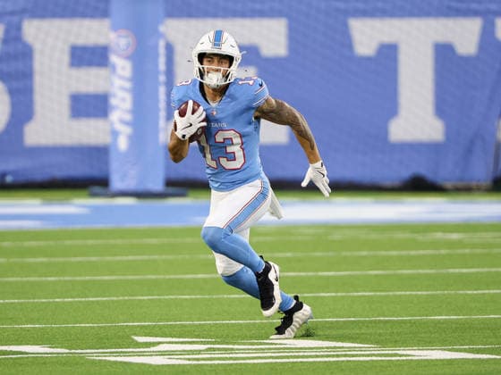 Aug 29, 2026; Nashville, Tennessee, USA; Tennessee Titans wide receiver Hank Beatty (13) gets some open field to run during the NFL, American Football Herren, USA preseason game between the Chicago Bears and the Tennessee Titans at Nissan Stadium (Nashville). Mandatory Credit: -Cal Media Nashville USA - ZUMAc04_ 20260829_zma_c04_210 Copyright: xStephenxFurstx