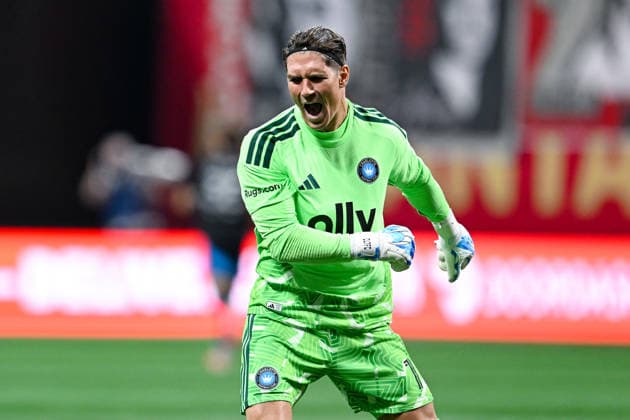 ATLANTA, GA - AUGUST 29: Kristijan Kahlina 1 of Charlotte FC reacts after a first-half goal during the MLS, Fussball Herren, USA match between Charlotte FC and Atlanta United FC on August 29th, 2026 at Mercedes-Benz Stadium in Atlanta, GA. (Photo by Rich von Biberstein Icon Sportswire) SOCCER: AUG 29 MLS Atlanta United vs Charlotte FC EDITORIAL USE ONLY Icon260829009