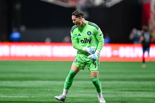 ATLANTA, GA - AUGUST 29: Kristijan Kahlina 1 of Charlotte FC reacts after a first-half goal during the MLS, Fussball Herren, USA match between Charlotte FC and Atlanta United FC on August 29th, 2026 at Mercedes-Benz Stadium in Atlanta, GA. (Photo by Rich von Biberstein Icon Sportswire) SOCCER: AUG 29 MLS Atlanta United vs Charlotte FC EDITORIAL USE ONLY Icon260829010