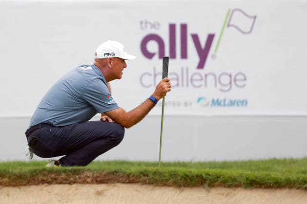The Ally Challenge GRAND BLANC,MICHIGAN-AUGUST 29: Stewart Cink of Georgia lines up his putt on the 18th green during the second round of The Ally Challenge presented by McLaren at Warwick Hills Golf & Country Club, Grand Blanc, MI, USA Saturday, August 29, 2026. Grand Blanc Michigan United States  Copyright: xAmyxLemusx originalFilename:lemus-theallyc260829_npkgp.jpg