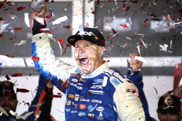 DAYTONA BEACH, FL - AUGUST 29: Ryan Preece ( 60 RFK Racing Kroger OIKOS Ford) celebrates winning the NASCAR, Motorsport, USA Cup Series Coke Zero Sugar 400 on August 29, 2026 at Daytona International Speedway in Daytona Beach, FL. (Photo by Michael Bush Icon Sportswire) AUTO: AUG 29 NASCAR Cup Series Coke Zero Sugar 400 EDITORIAL USE ONLY Icon260829043400