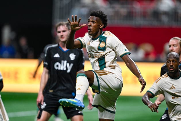ATLANTA, GA - AUGUST 29: Matthew Edwards 47 of Atlanta reacts during the MLS, Fussball Herren, USA match between Charlotte FC and Atlanta United FC on August 29th, 2026 at Mercedes-Benz Stadium in Atlanta, GA. (Photo by Rich von Biberstein Icon Sportswire) SOCCER: AUG 29 MLS Atlanta United vs Charlotte FC EDITORIAL USE ONLY Icon260829049