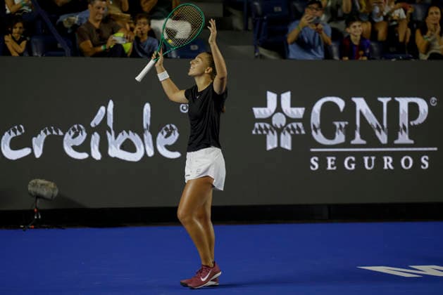 August 29, 2026, Monterrey, Nuevo Leon, Mexico: Diane Parry (FRA) celebrates against Elise Mertens (BEL) during the Monterrey Open WTA, Tennis Damen 500 final at the GNP Stadium in Monterrey, Nuevo Leon. Parry won 6:4, 0:6, 6:3. Tenis 2026: Final WTA 500 Monterrey Parry Vs Mertens  - ZUMAo125 20260829_zip_o125_017 Copyright: xAntonioxOjedax
