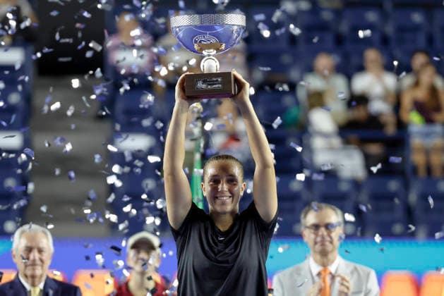 August 29, 2026, Monterrey, Nuevo Leon, Mexico: Diane Parry (FRA) celebrates the championship during the Monterrey Open WTA, Tennis Damen 500 final upon defeating Elise Mertens (BEL) at the GNP Stadium in Monterrey, Nuevo Leon. Parry won 6:4, 0:6, 6:3. Tenis 2026: Final WTA 500 Monterrey Parry Vs Mertens  - ZUMAo125 20260829_zip_o125_019 Copyright: xAntonioxOjedax