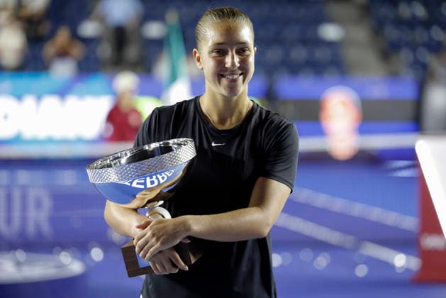August 29, 2026, Monterrey, Nuevo Leon, Mexico: Diane Parry (FRA) celebrates the championship during the Monterrey Open WTA, Tennis Damen 500 final upon defeating Elise Mertens (BEL) at the GNP Stadium in Monterrey, Nuevo Leon. Parry won 6:4, 0:6, 6:3. Tenis 2026: Final WTA 500 Monterrey Parry Vs Mertens  - ZUMAo125 20260829_zip_o125_022 Copyright: xAntonioxOjedax