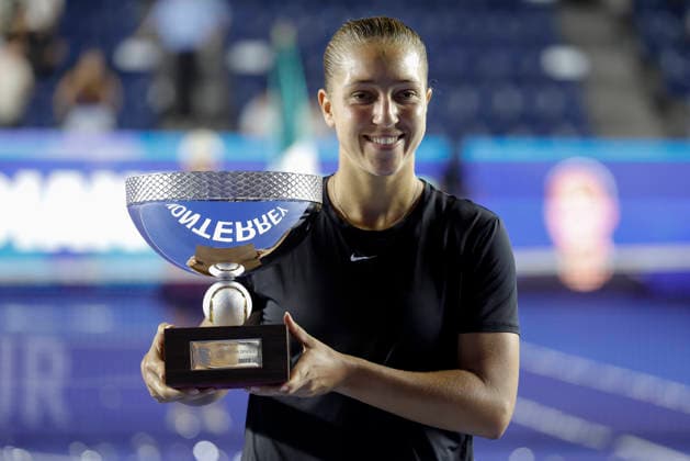 August 29, 2026, Monterrey, Nuevo Leon, Mexico: Diane Parry (FRA) celebrates the championship during the Monterrey Open WTA, Tennis Damen 500 final upon defeating Elise Mertens (BEL) at the GNP Stadium in Monterrey, Nuevo Leon. Parry won 6:4, 0:6, 6:3. Monterrey Mexico - ZUMAo125 20260829_zip_o125_021 Copyright: xAntonioxOjedax