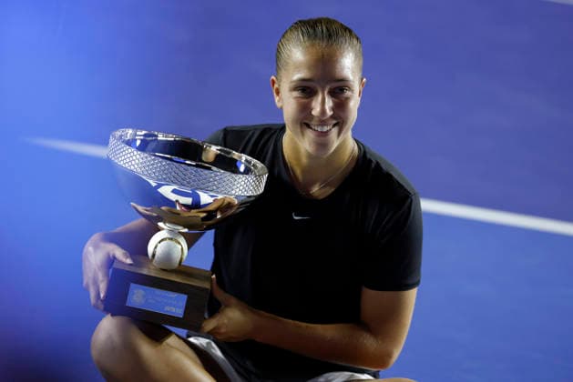 August 29, 2026, Monterrey, Nuevo Leon, Mexico: Diane Parry (FRA) celebrates the championship during the Monterrey Open WTA, Tennis Damen 500 final upon defeating Elise Mertens (BEL) at the GNP Stadium in Monterrey, Nuevo Leon. Parry won 6:4, 0:6, 6:3. Monterrey Mexico - ZUMAo125 20260829_zip_o125_024 Copyright: xAntonioxOjedax