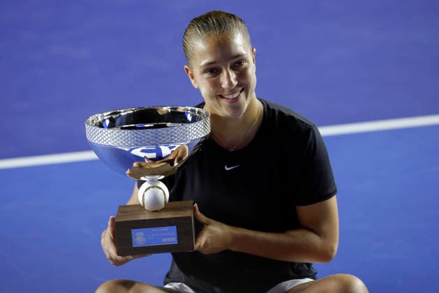 August 29, 2026, Monterrey, Nuevo Leon, Mexico: Diane Parry (FRA) celebrates the championship during the Monterrey Open WTA, Tennis Damen 500 final upon defeating Elise Mertens (BEL) at the GNP Stadium in Monterrey, Nuevo Leon. Parry won 6:4, 0:6, 6:3. Monterrey Mexico - ZUMAo125 20260829_zip_o125_025 Copyright: xAntonioxOjedax