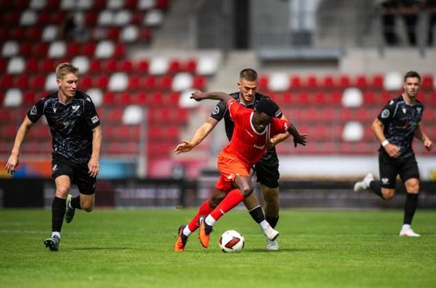SOCCER REGIONAL LEAGUE NORTHEAST 2026–2027 SEASON, MATCHDAY 7: FC ROT WEISS ERFURT vs. BFC PREUSSEN ** FOR EDITORIAL PURPOSES ONLY ** EDITORIAL USE ONLY ** p August 29, 2026 Erfurt Soccer Regional League Northeast Matchday 7, 2026–2027 Season Steigerwaldstadion FC Rot-Weiss Erfurt vs. BFC Preussen; pictured: Benjika Caciel 8 of FC Rot-Weiss Erfurt in a tackle with Adrian Kireski 4 BFC Preussen, Germany, Thuringia, Erfurt. Copyright SaschaxFromm Copyright: SaschaxFromm doc87dl5hmxngwov7maom7 ,EDITORIAL USE ONLY Copyright: SaschaxFromm