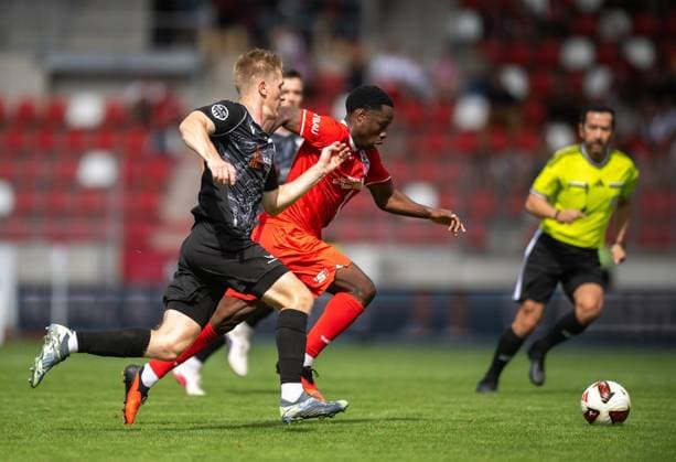 SOCCER REGIONAL LEAGUE NORTHEAST 2026–2027 SEASON, MATCHDAY 7: FC ROT WEISS ERFURT vs. BFC PREUSSEN ** FOR EDITORIAL PURPOSES ONLY ** EDITORIAL USE ONLY ** p August 29, 2026 Erfurt Soccer Regional League Northeast Matchday 7, 2026–2027 Season, Steigerwaldstadion: FC Rot-Weiss Erfurt vs. BFC Preussen. Pictured: Benjika Caciel 8; FC Rot-Weiss Erfurt in a tackle with Lucas Vierling 6 BFC Preussen, Germany, Thuringia, Erfurt. Copyright SaschaxFromm Copyright: SaschaxFromm doc87dl5hs4f5f14owa3d1k ,EDITORIAL USE ONLY Copyright: SaschaxFromm