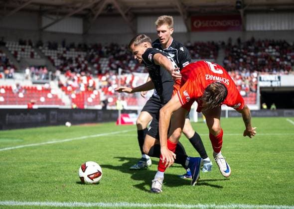 SOCCER REGIONAL LEAGUE NORTHEAST 2026–2027 SEASON, MATCHDAY 7: FC ROT WEISS ERFURT vs. BFC PREUSSEN ** FOR EDITORIAL PURPOSES ONLY ** EDITORIAL USE ONLY ** p August 29, 2026 Erfurt Soccer Northeast Regional League Matchday 7, 2026–2027 Season, Steigerwaldstadion: FC Rot-Weiss Erfurt vs. BFC Preussen. Photo by Til Linus Schwarz 3: FC Rot-Weiss Erfurt in a tackle with Oliver Maric 8 BFC Preussen Germany Thuringia Erfurt Copyright SaschaxFromm Copyright: SaschaxFromm doc87dkz0gfnn9jjh62om7 ,EDITORIAL USE ONLY Copyright: SaschaxFromm