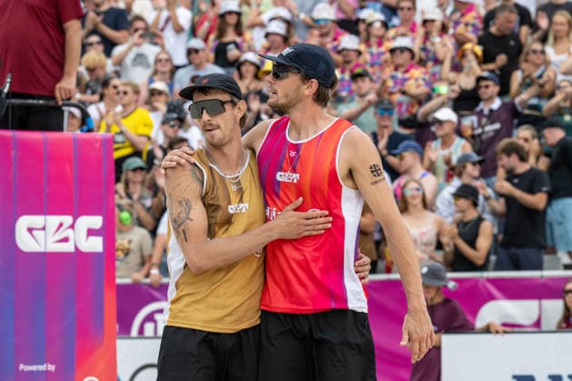 German Beach Championship German Beach Volleyball Championship Dortmund, Germany August 29, 2026 DORTMUND, GERMANY AUGUST 29 Lukas Pfretzschner, Player 2, Eintracht Spontent; Paul Henning, Player 1, Eintracht Spontent during the German Beach Championship (German Beach Volleyball Championship) in Dortmund on August 29, 2026, in Dortmund, Germany Copyright: xBEAUTIFULxSPORTS PeterxWeberx