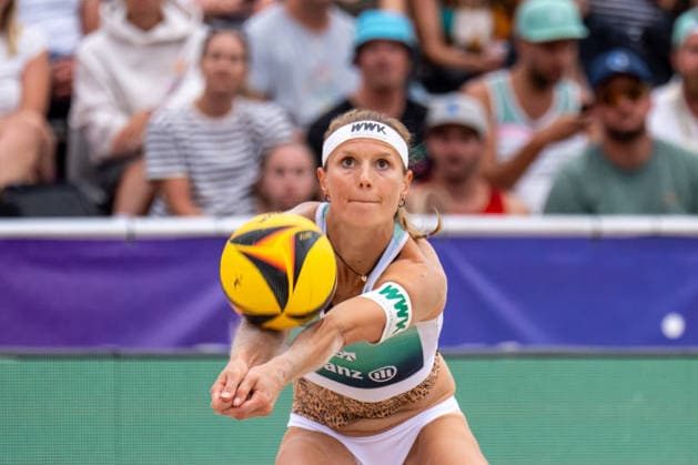 German Beach Championship German Beach Volleyball Championship Dortmund, Germany August 29, 2026 DORTMUND, GERMANY AUGUST 29 Kim van de Velde, Player 2 for Blaubären TSV Flacht, during the German Beach Championship (German Beach Volleyball Championship) in Dortmund on August 29, 2026, in Dortmund, Germany Copyright: xBEAUTIFULxSPORTS PeterxWeberx