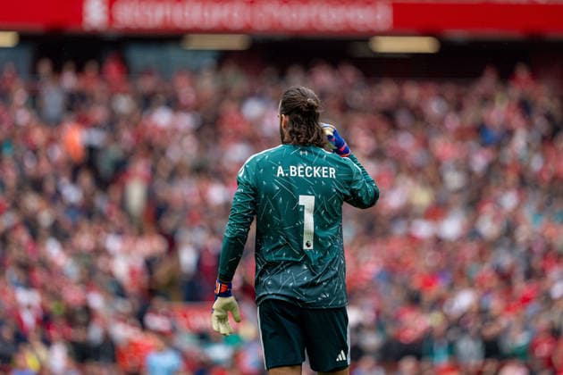 Liverpool v Nottingham Forest FC - Premier League 2026 27 Alisson Becker of Liverpool during the Premier League match between Liverpool and Nottingham Forest at Anfield in Liverpool, on August 29, 2026. Liverpool Merseyside United Kingdom  Copyright: xMIxNewsx originalFilename:fletcher-liverpoo260829_npVc4.jpg
