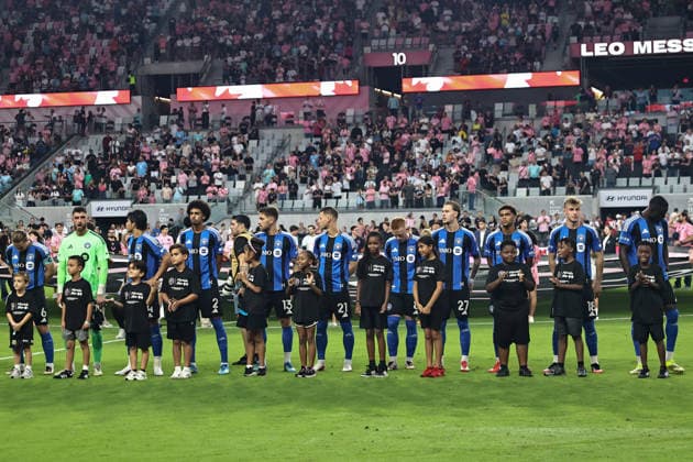 August 29, 2026, Miami, Florida, USA: CF Montreal players lineup for the National Anthem prior to a MLS, Fussball Herren, USA soccer match between Inter Miami CF and CF Montreal Miami USA - ZUMAa257 20260829_zsp_a257_051 Copyright: xChrisxArjoonx