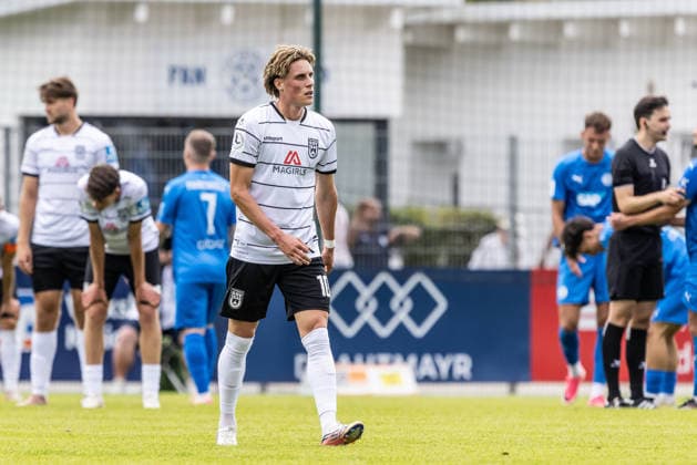 FC Astoria Walldorf vs. SSV Ulm 1846 Soccer, Regional League, Matchday 4, Dietmar Hopp Sportpark Walldorf, August 29, 2026—Disappointment at the final whistle as the Spatzen settle for another draw. Oliver Wähling, SSV Ulm 1846 Soccer, 10 FC Astoria Walldorf vs. SSV Ulm 1846 Soccer, Regional League, Matchday 4, Dietmar Hopp Sportpark Walldorf, August 29, 2026. Photo by Lucca Fundel, Walldorf, Dietmar Hopp Sportpark, Baden-Württemberg, Germany