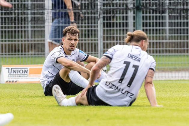 FC Astoria Walldorf vs. SSV Ulm 1846 Soccer, Regionalliga, Matchday 4, Dietmar Hopp Sportpark, Walldorf, August 29, 2026 Disappointment at the final whistle as the Spatzen settle for another draw Marco Gölz, SSV Ulm 1846 Soccer, 21 FC Astoria Walldorf vs. SSV Ulm 1846 Soccer, Regional League, Matchday 4, Dietmar Hopp Sportpark Walldorf, August 29, 2026. Photo by Lucca Fundel, Walldorf, Dietmar Hopp Sportpark, Baden-Württemberg, Germany